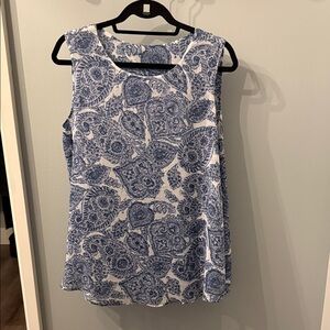 Blue and White Paisley Sleeveless Top